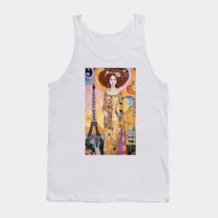 Gustav Klimt's Parisian Symphony: Eiffel Tower Inspired Tank Top